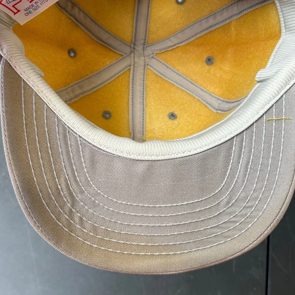 Vintage Silver Service Arnold Machinery Snapback Hat Made in USA Tan Patch Logo